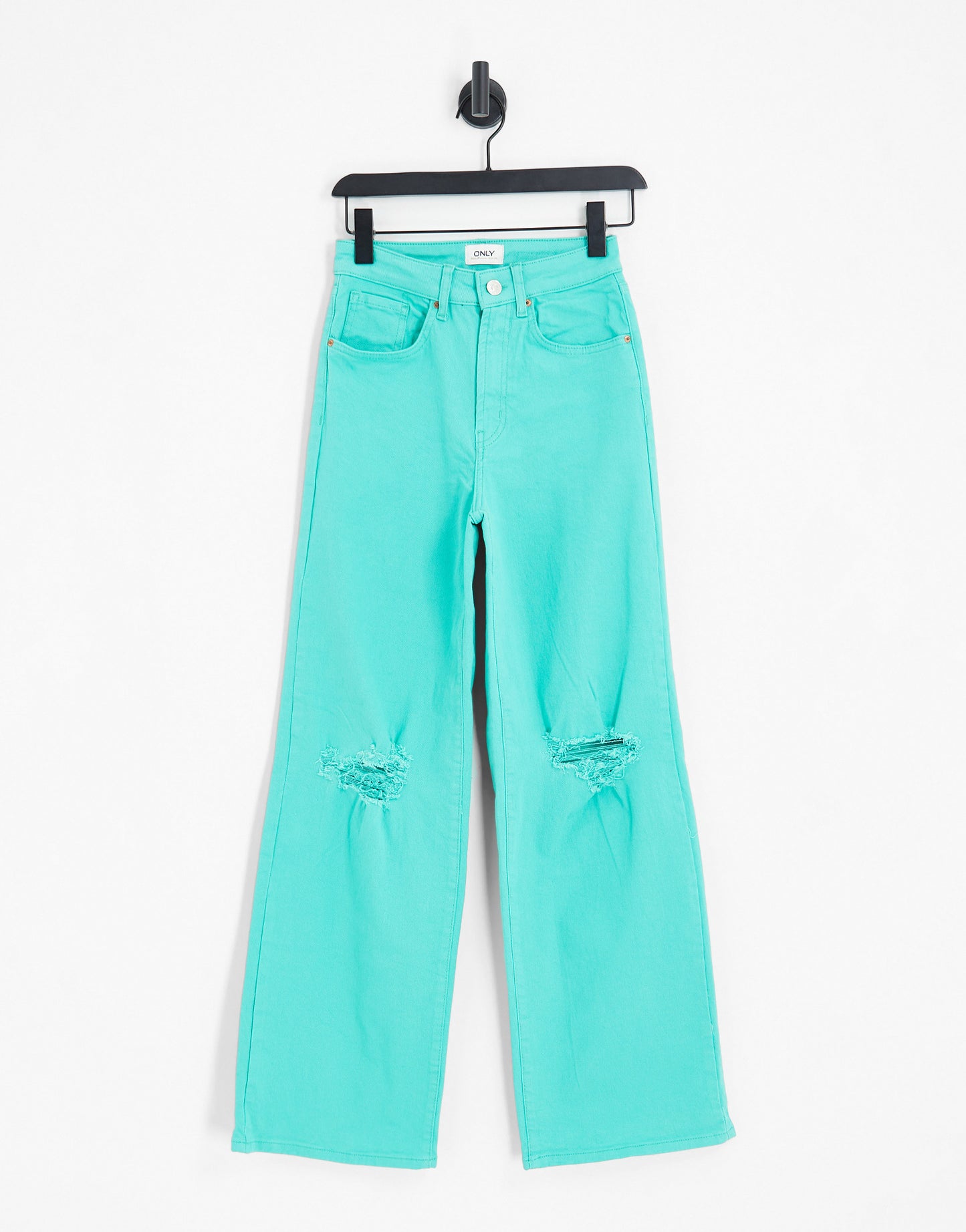 Only Hope wide leg ripped knee jeans in turquoise