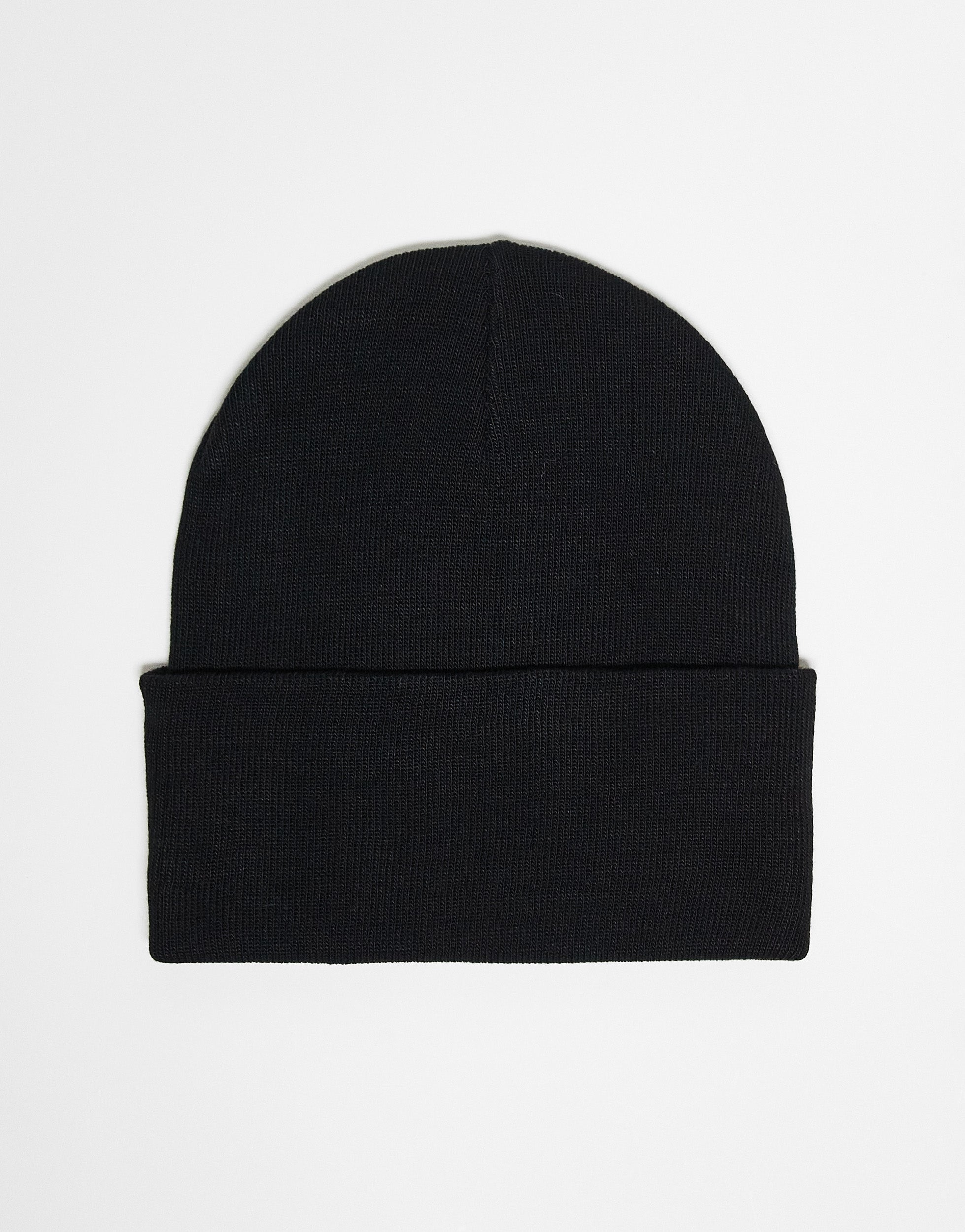 ASOS DESIGN deep turn up beanie in black