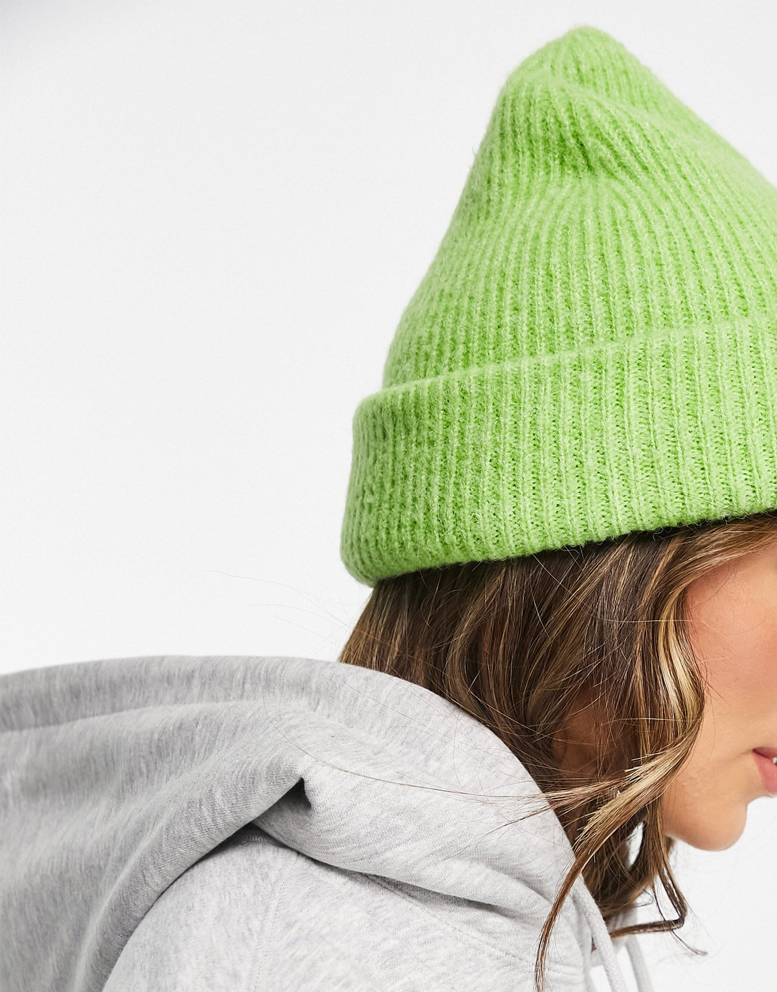 ASOS DESIGN chunky double roll beanie in green