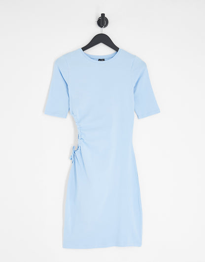 Vero Moda FRSH cut out side mini t-shirt dress in blue