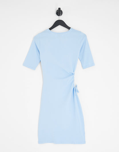 Vero Moda FRSH cut out side mini t-shirt dress in blue
