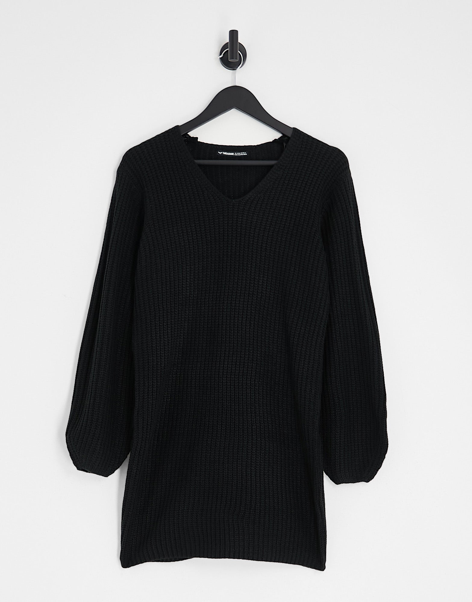 Threadbare ribbed knitted midi dress in black