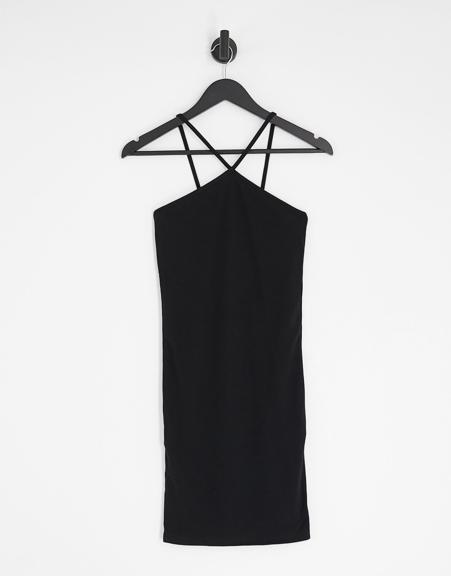 Noisy May ribbed halterneck bodycon mini dress in black