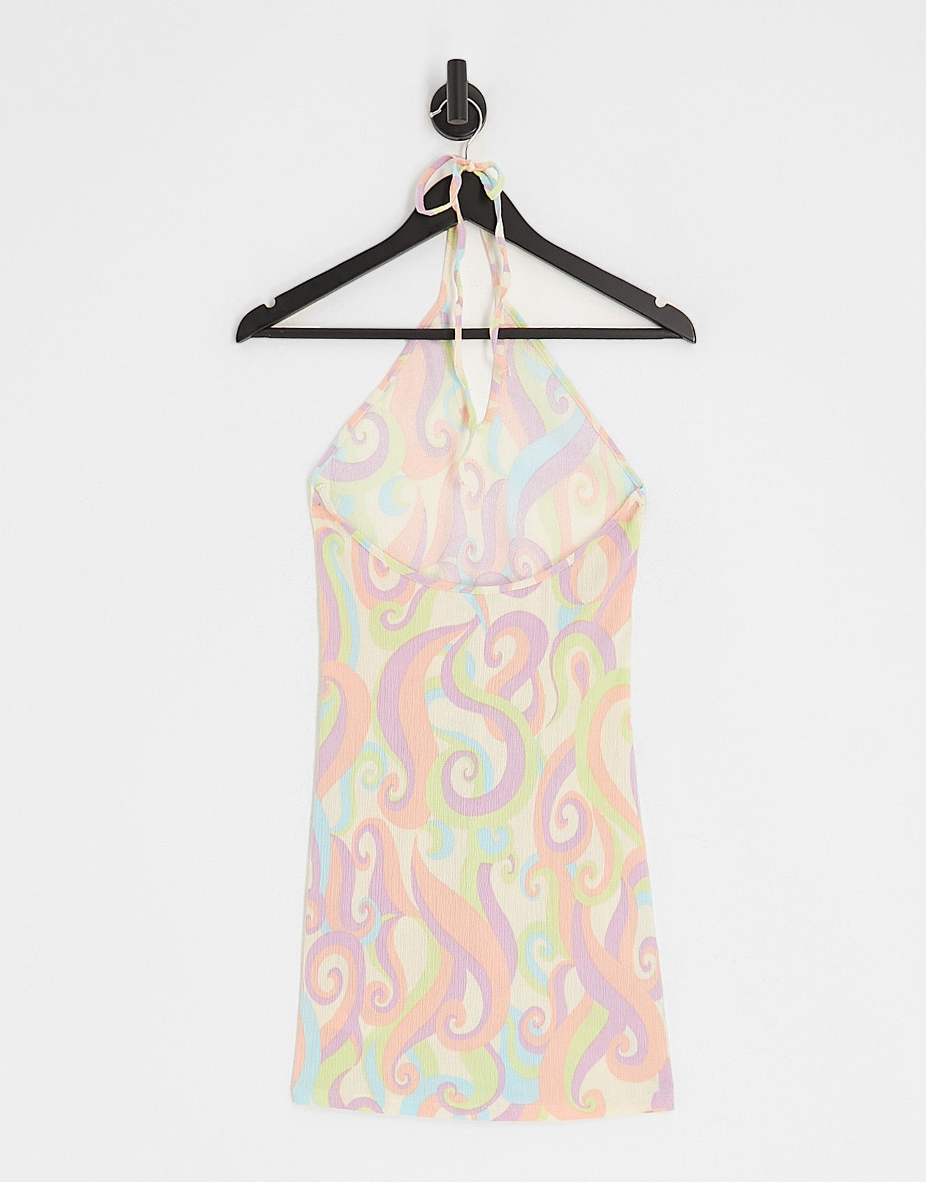 Monki swirl print halterneck mini dress in multi