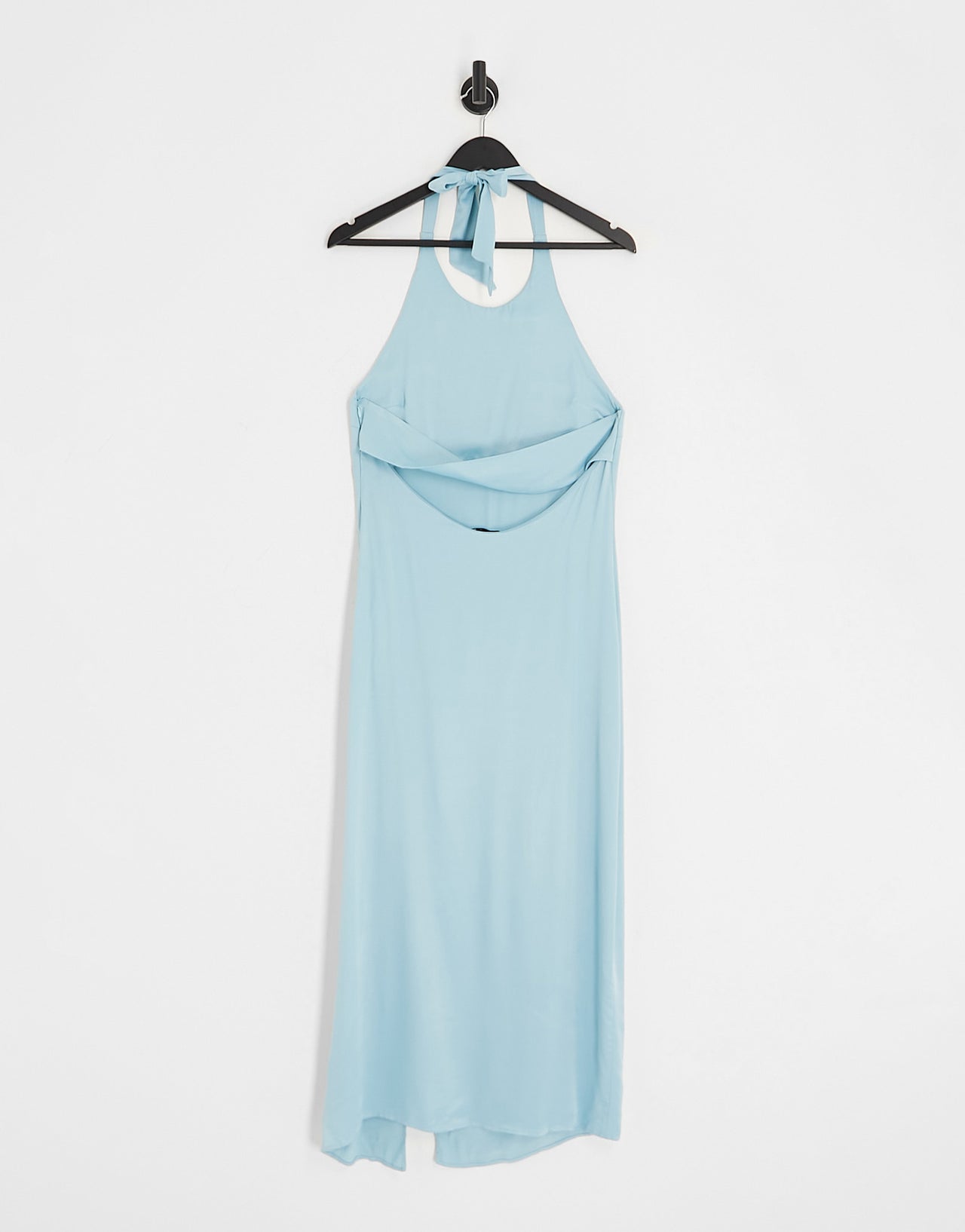 Bershka halterneck occasion midi dress in satin blue