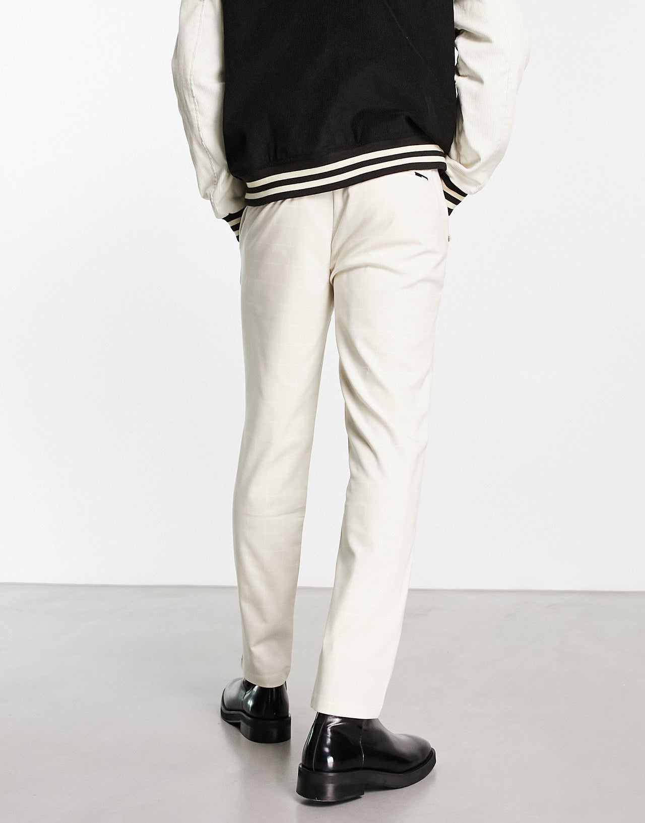 Pull&Bear slim tailored trousers in ecru check