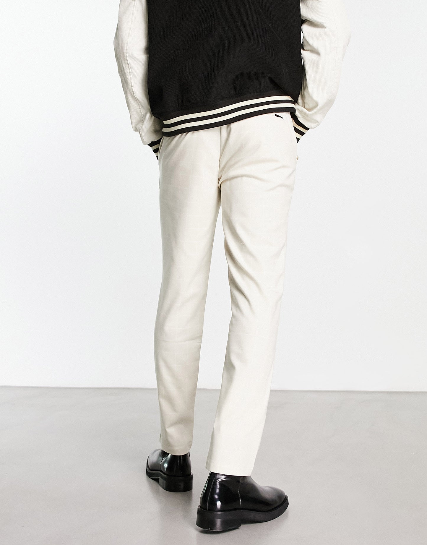Pull&Bear slim tailored trousers in ecru check