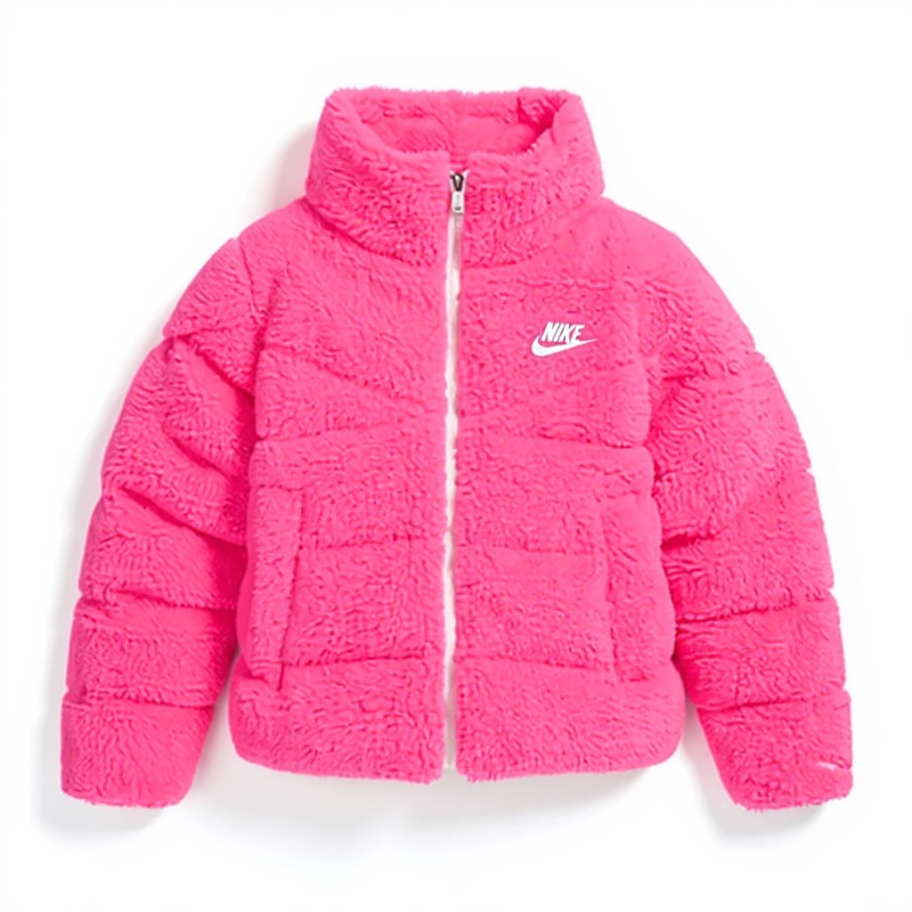 Nike borg padded jacket in hyper pink