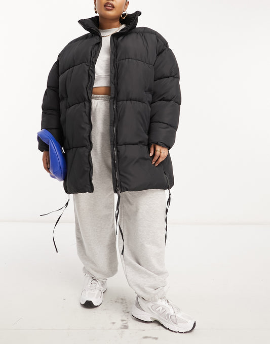 DTT Plus Sarah longline puffer jacket in black