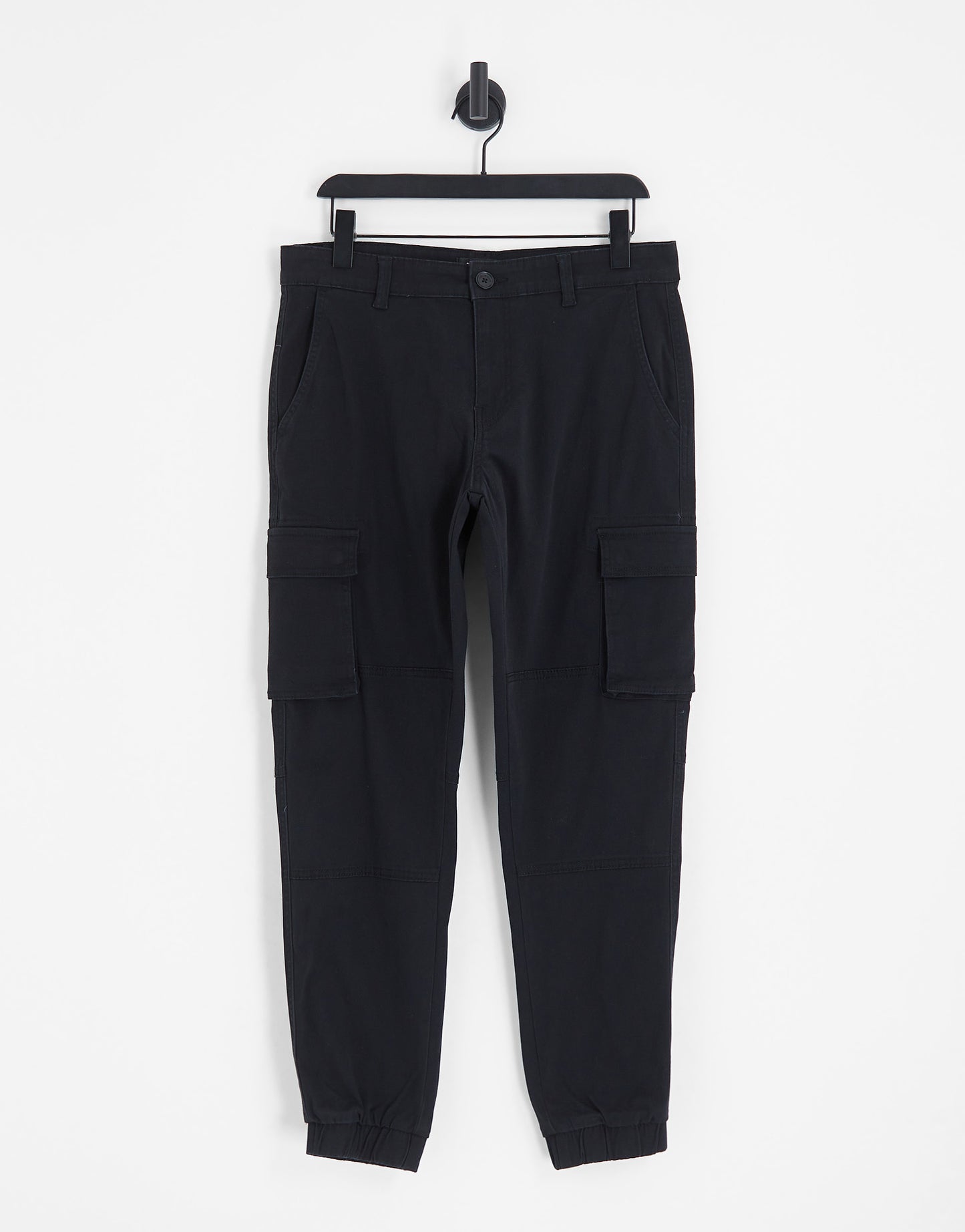 ONLY & SONS tapered fit cuffed cargo trousers in black
