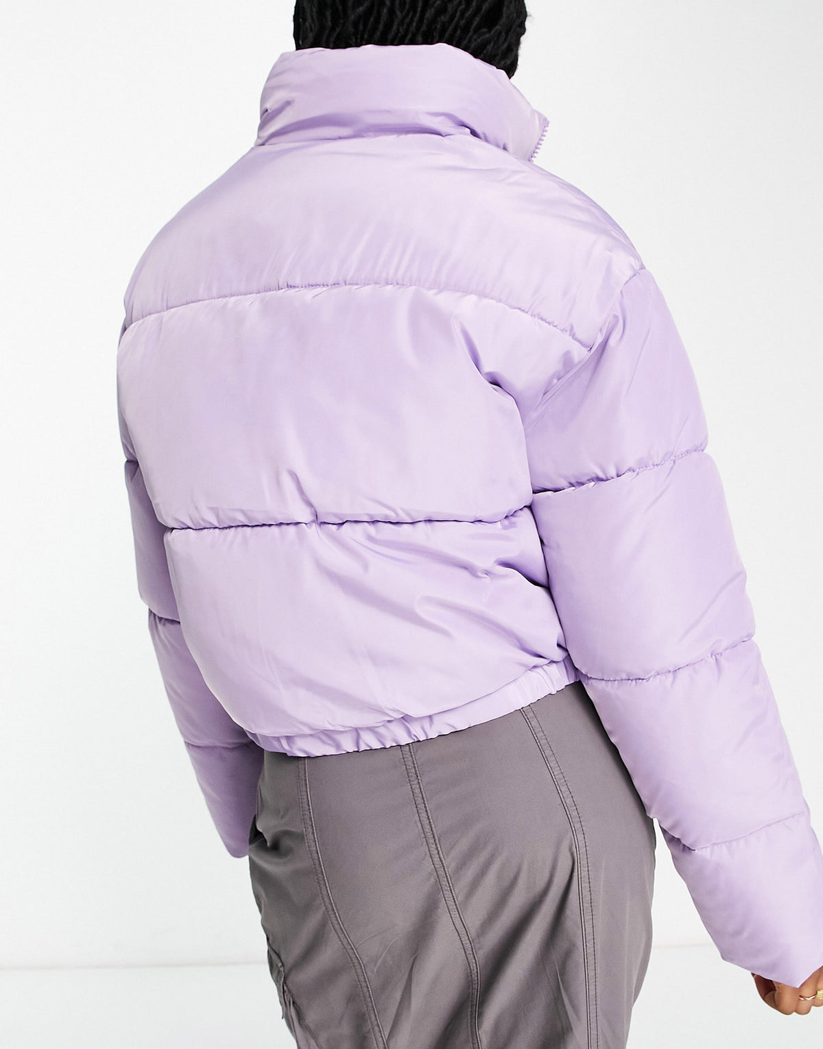 ASOS DESIGN heart shaped puffer jacket in lilac