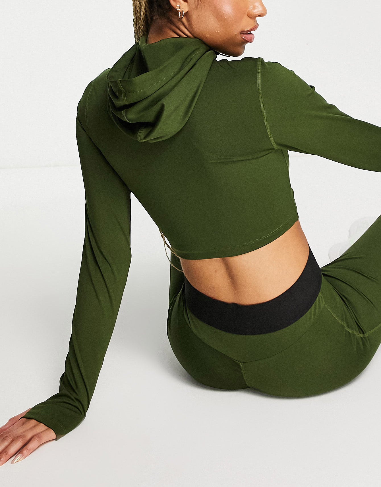 HIIT crop zip through jacket with  in khaki