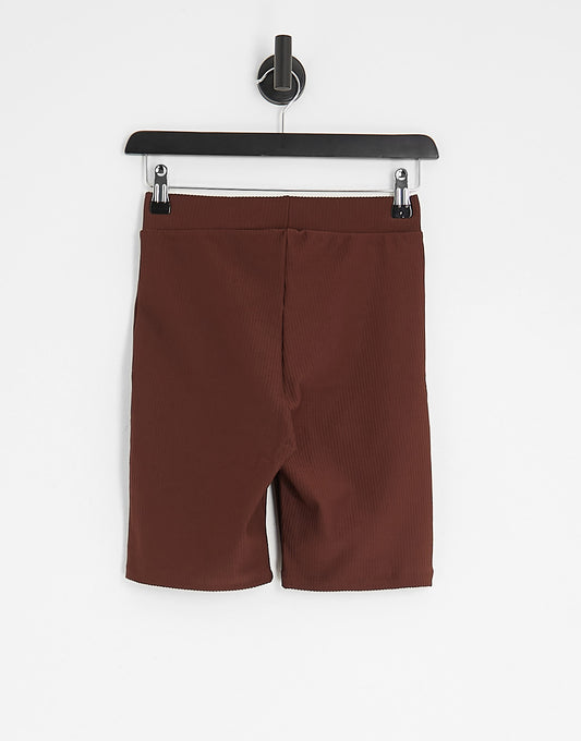 New Look ribbed legging short in brown