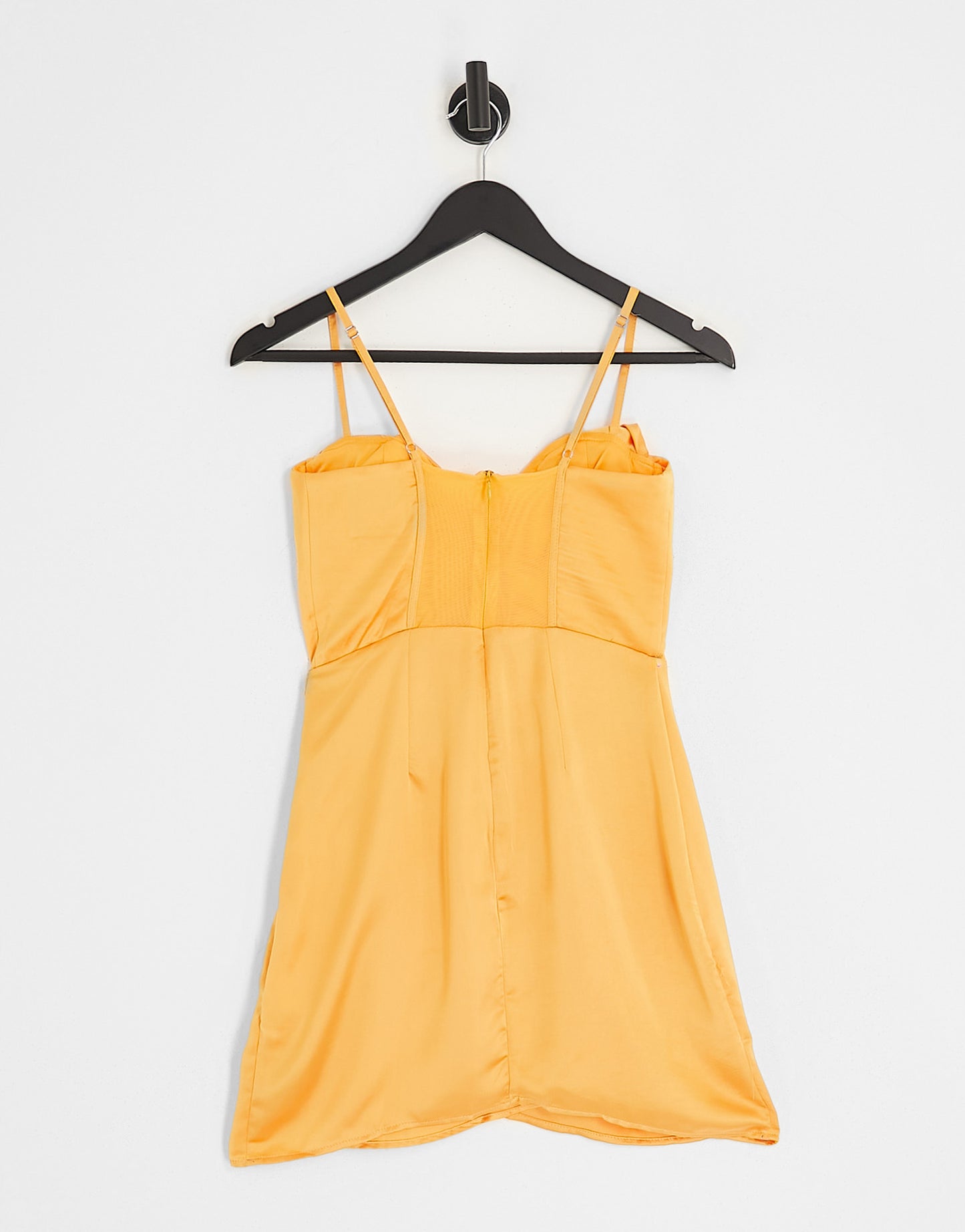 Bershka corset detail satin mini dress in soft orange