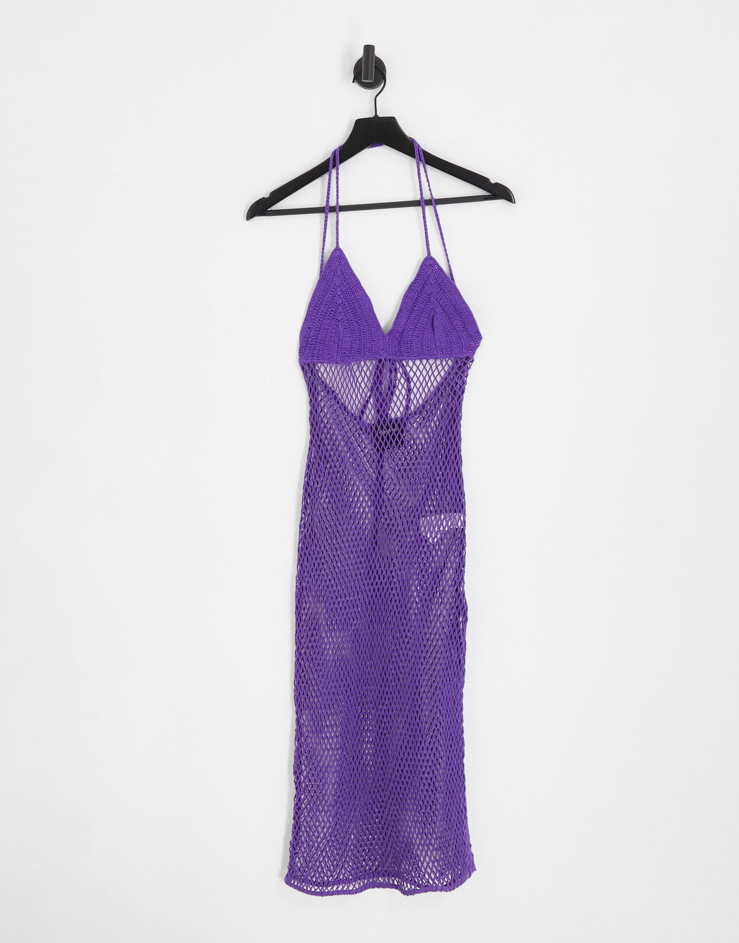 Bershka crochet midi dress in purple