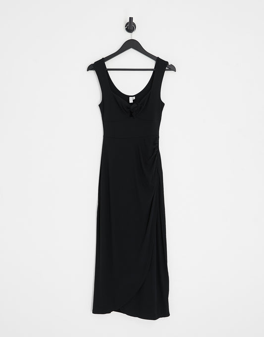 & Other Stories jersey knit tie front wrap midi dress in