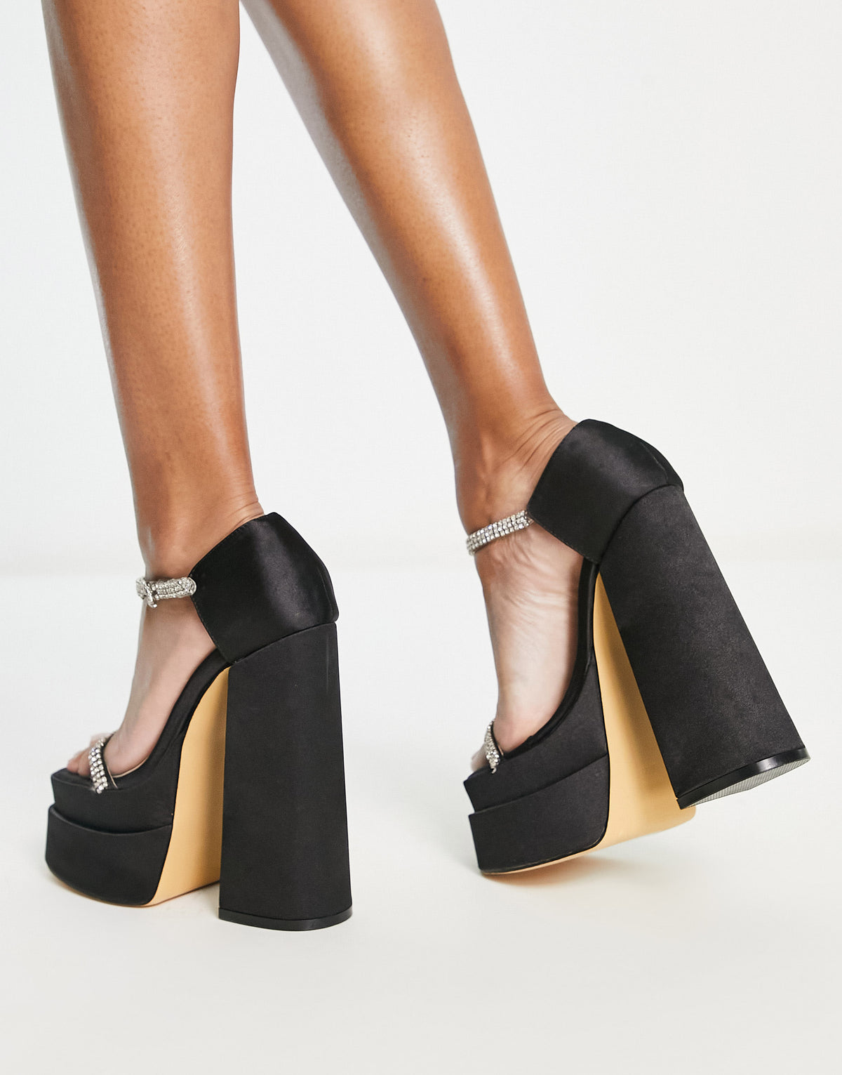 Ego Peggy platform heel sandals with embellished straps in black