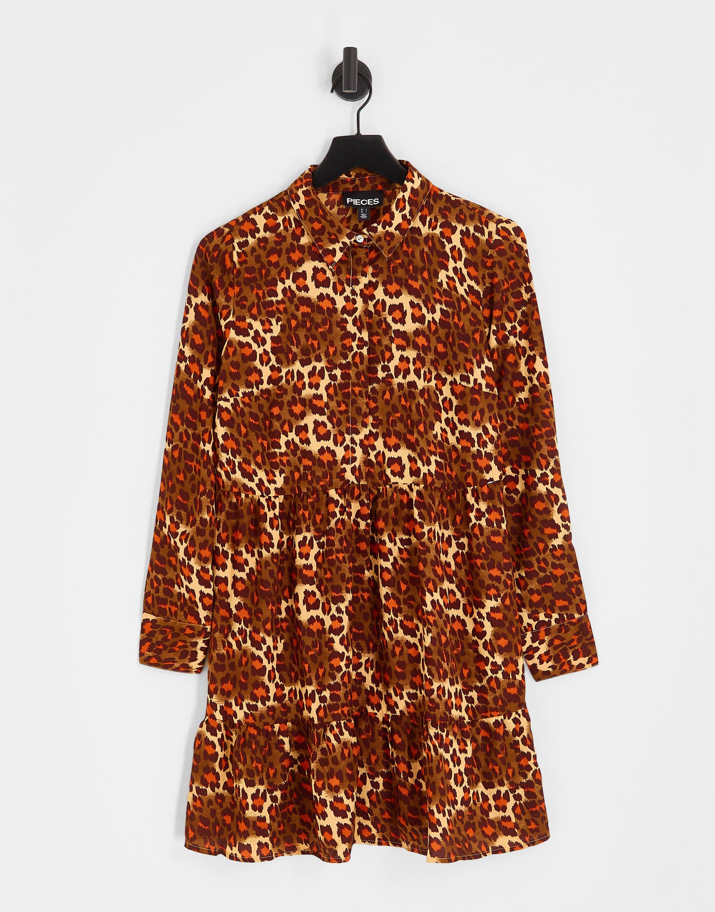 Pieces animal print mini dress in brown