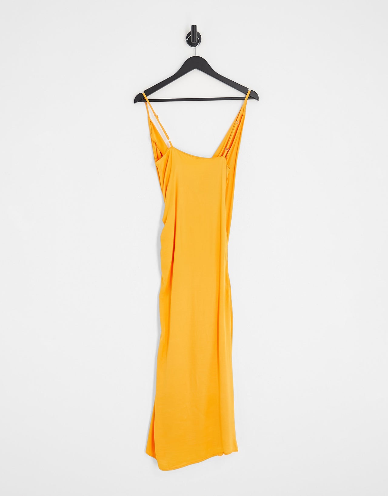 Stradivarius satin wrap midi dress in pop orange