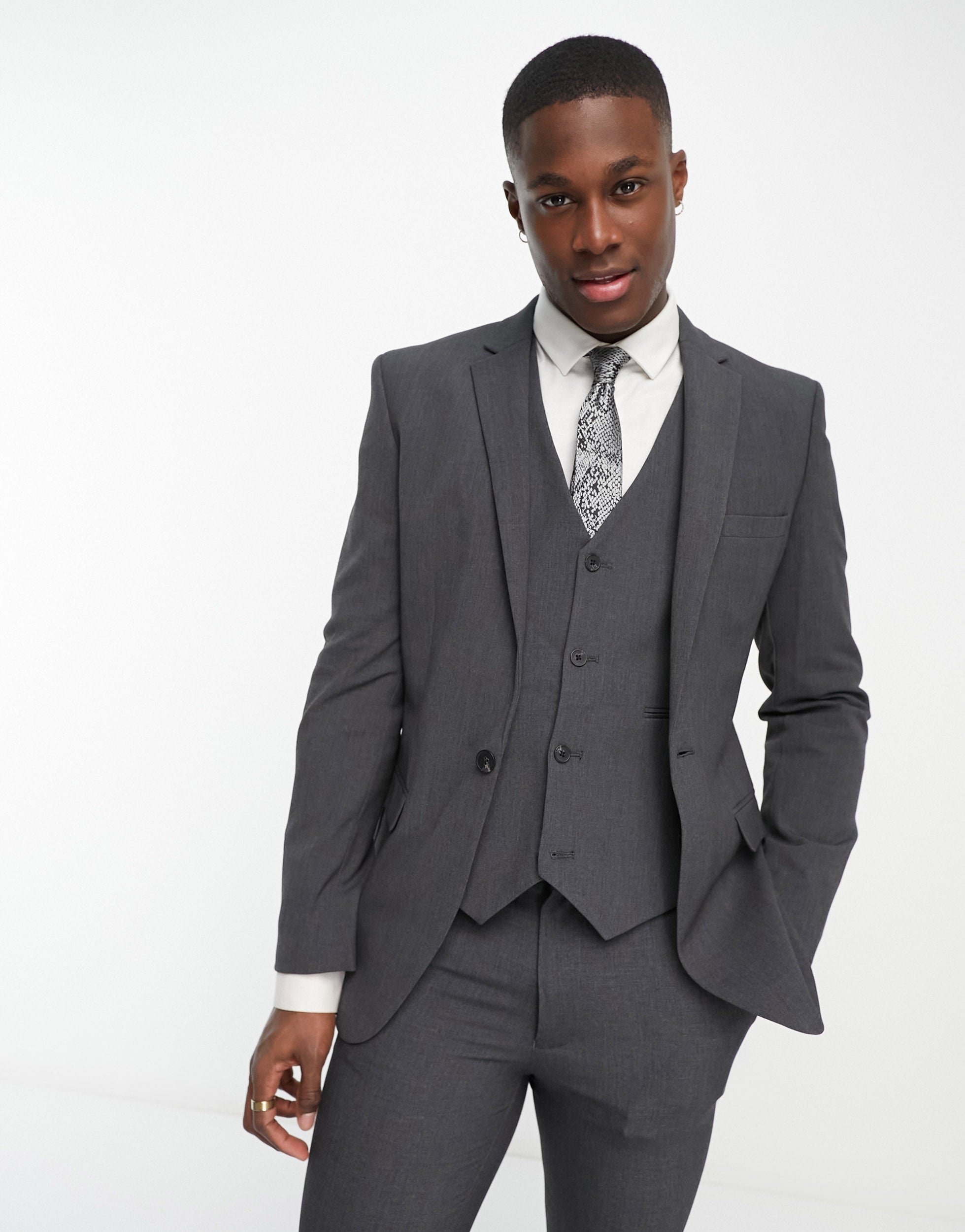 ASOS DESIGN super skinny suit jacket in charcoal