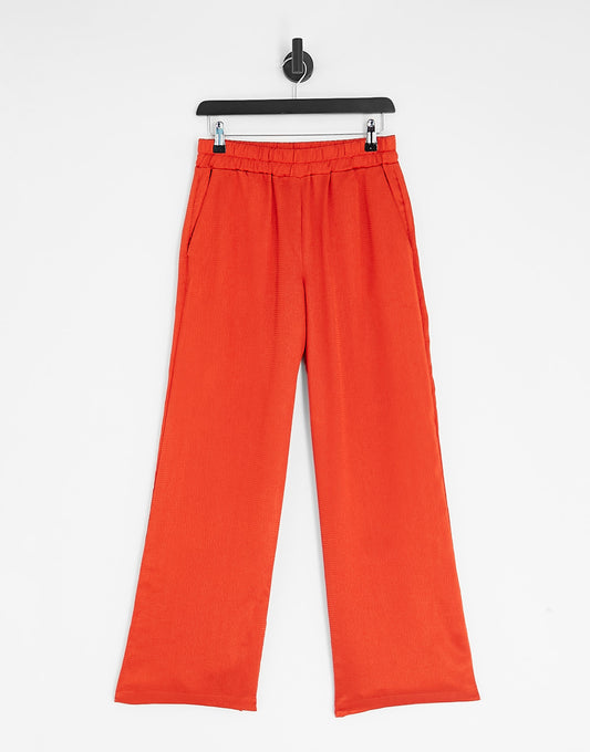 Vero Moda wide leg satin trouser co-ord in red