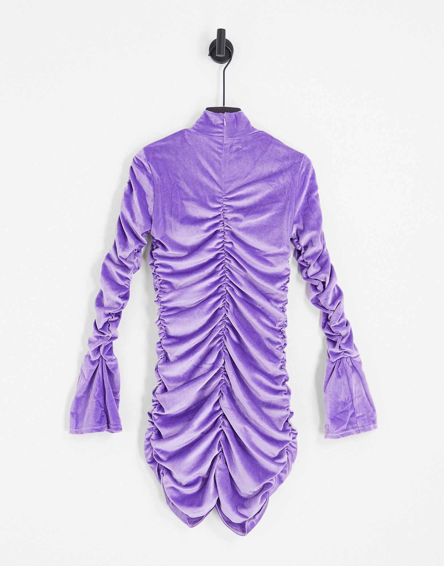 The Frolic velvet ruched cut-out detail mini dress in lilac
