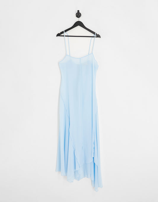 Weekday Raw hanky hem dress in light blue
