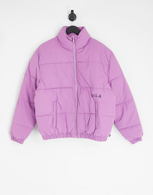 Fila Unisex colour blocked puffer with logo in purple