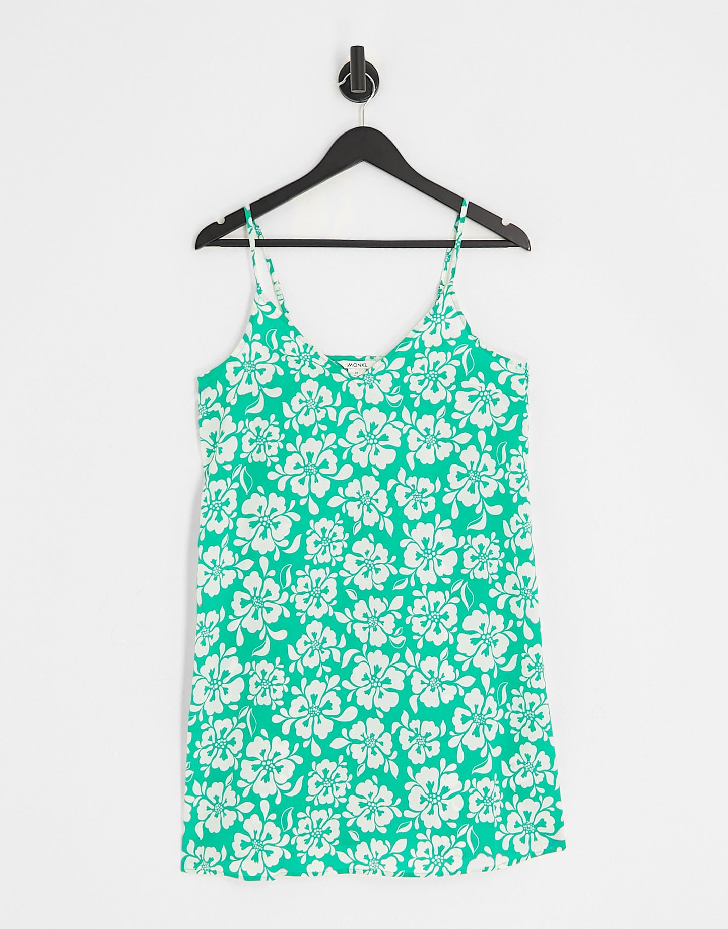 Monki strappy mini dress in green hibiscus floral print