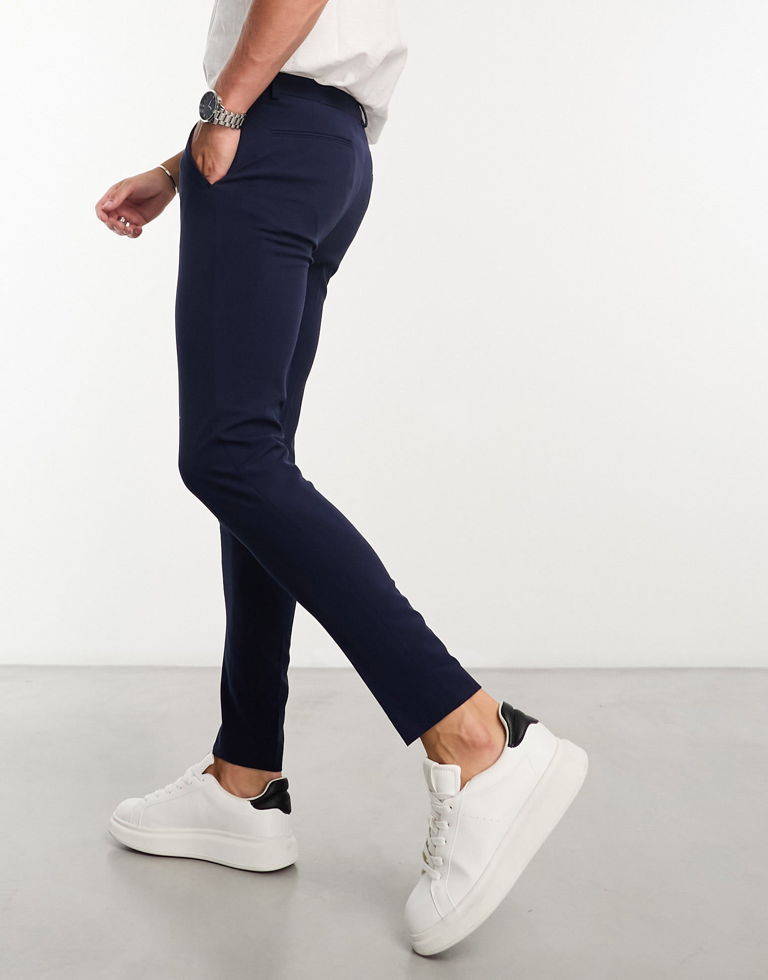 ASOS DESIGN super skinny smart trousers in navy