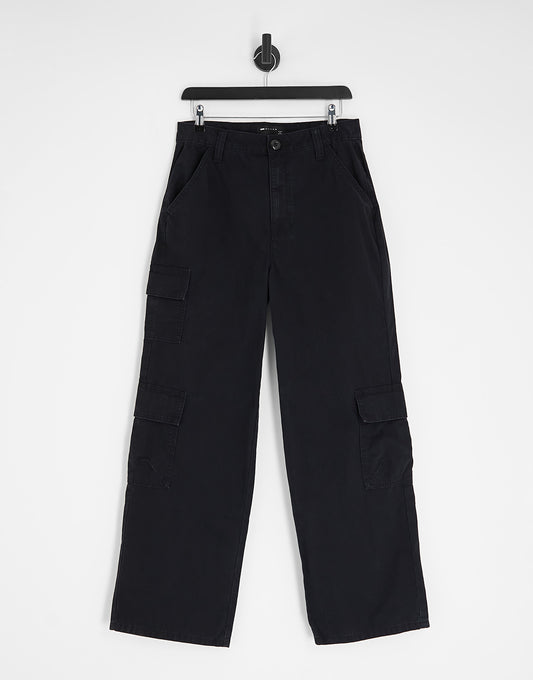 ASOS DESIGN Hourglass oversized cargo trouser with multi pocket in black