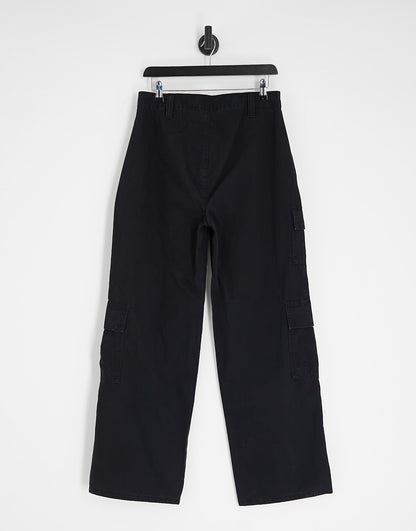 ASOS DESIGN Hourglass oversized cargo trouser with multi pocket in black