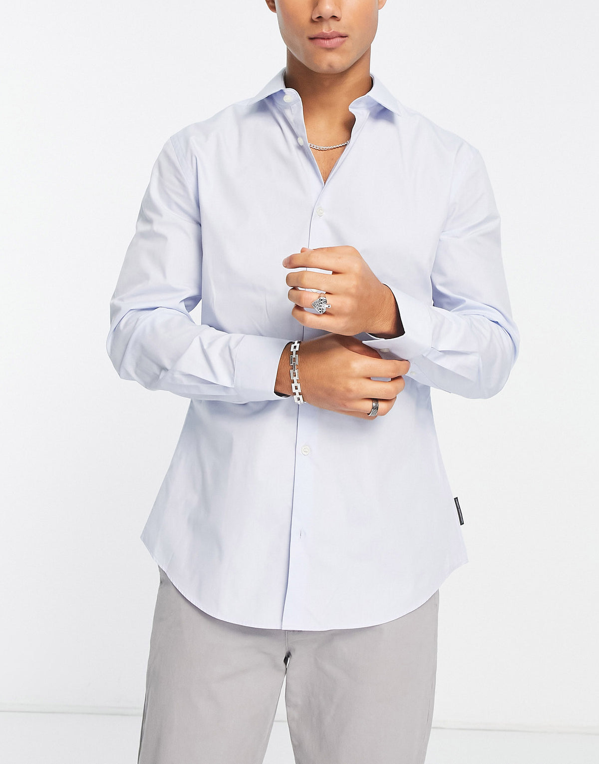 French Connection skinny shirt in light blue
