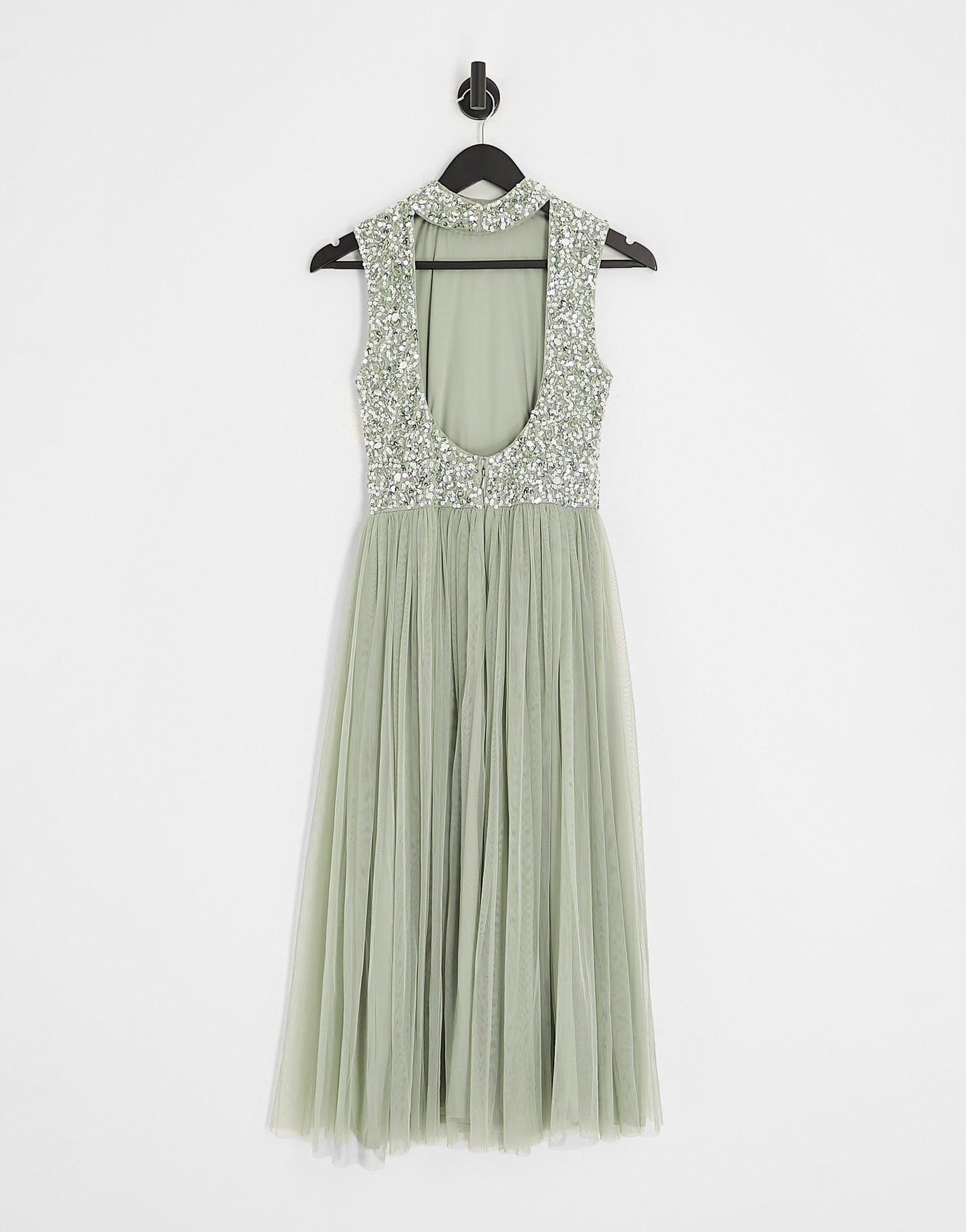 Beauut Bridesmaid 2 in 1 embellished maxi dress with full tulle skirt in sage