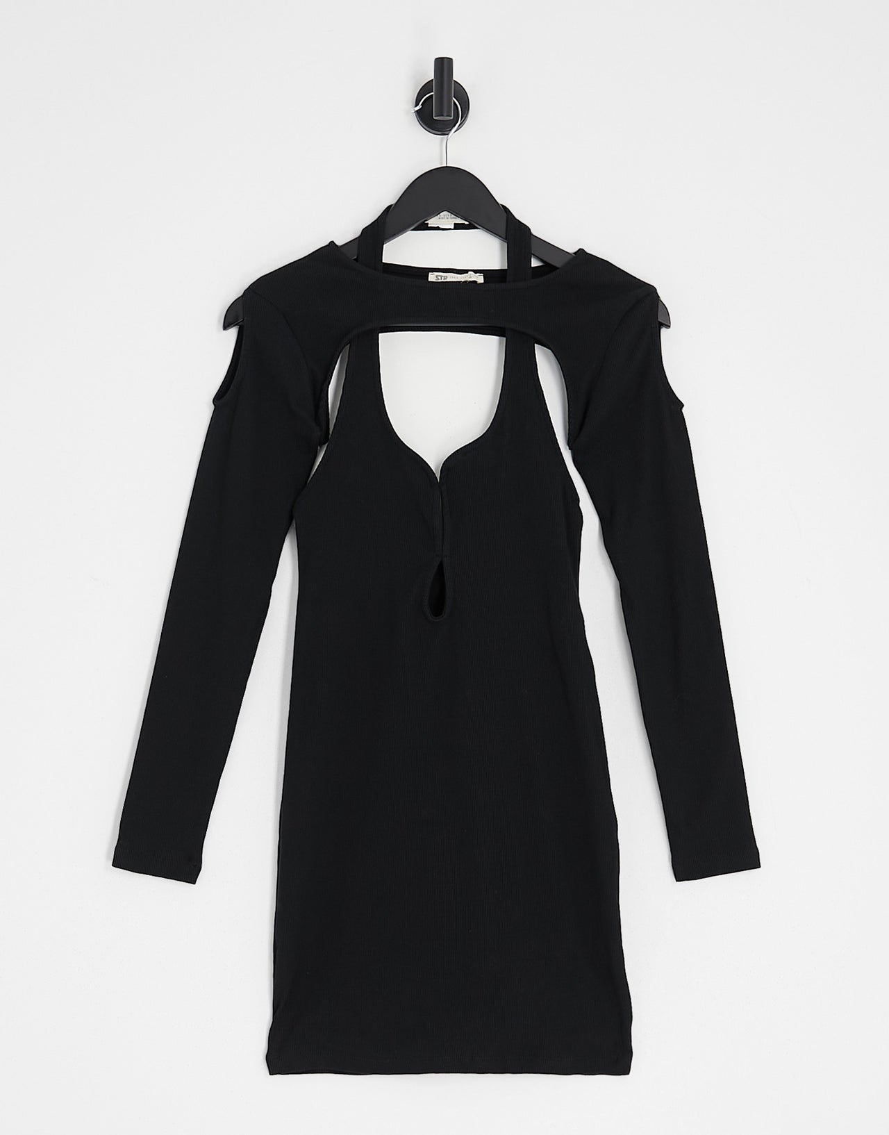 Stradivarius STR cut out mini dress in black