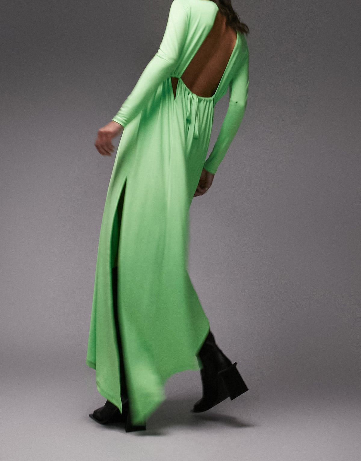 Topshop Premium Limited Edition asymmetric cut out dress in green