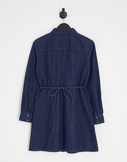 & Other Stories denim mini shirt dress in dark blue