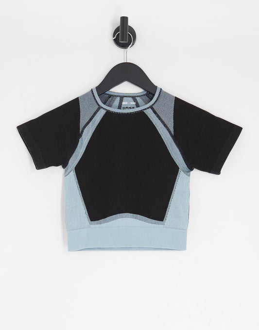 4505 Tall short sleeve top with mono contrast panel co-ord