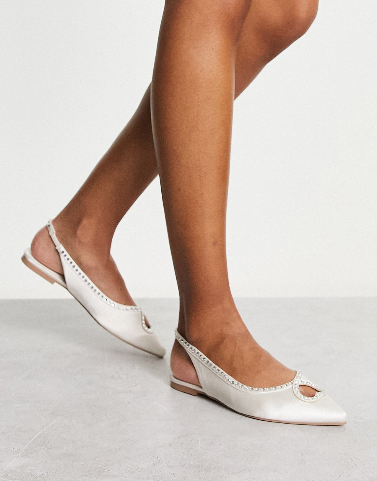 ASOS DESIGN Lust heart diamante ballet flats in ivory ASOS Sample Sale