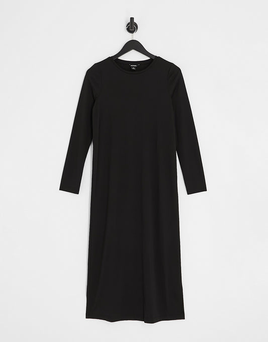 Monki jersey midi dress in black