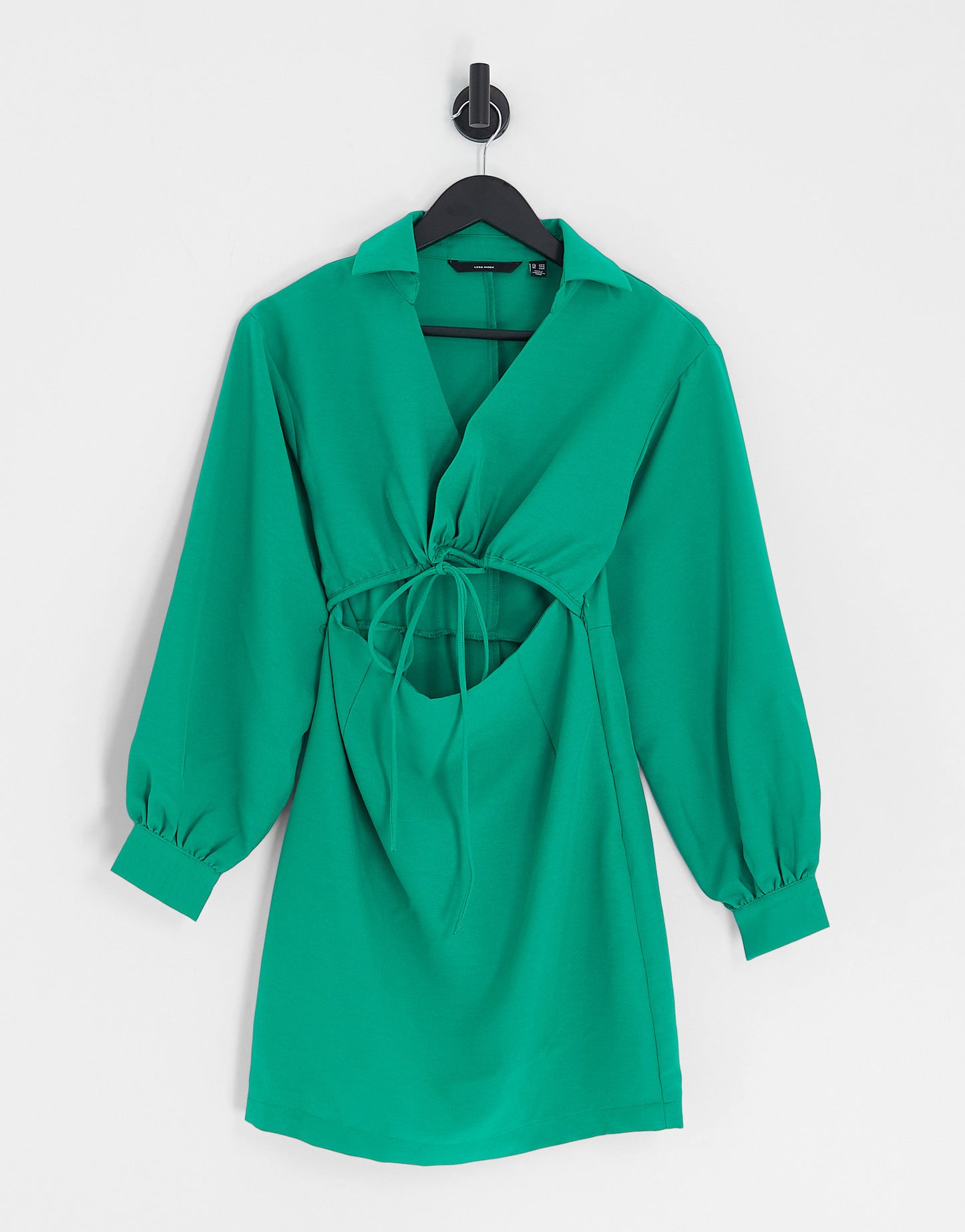 Vero Moda Petite cut out tie waist mini dress in green