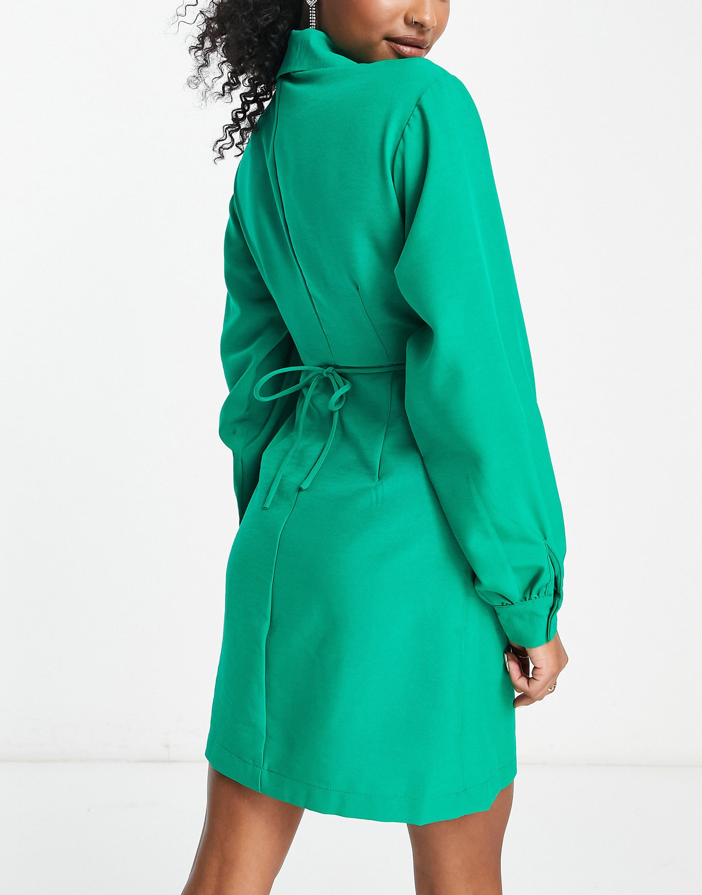 Vero Moda Petite cut out tie waist mini dress in green