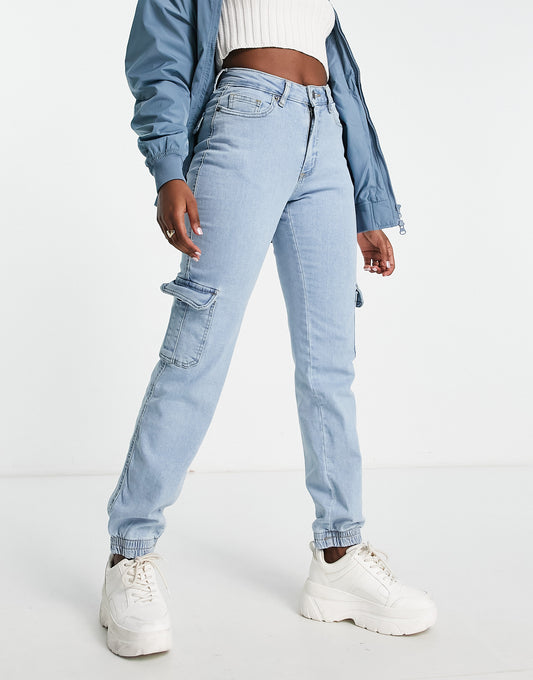 Urban Classics cargo jeans in light wash