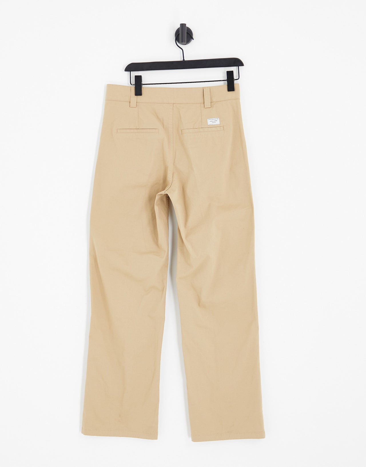 Bershka high waisted straight leg trousers in sand