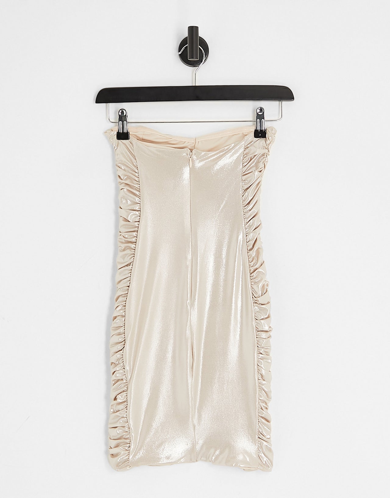 Bershka ruched bandeau velvet mini dress in ecru
