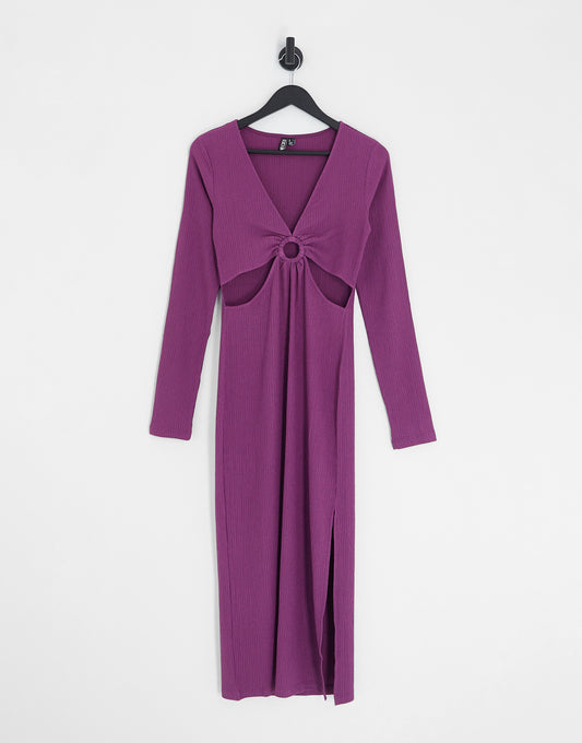 Pieces Tall exclusive cut out ring detail midi dress in purple