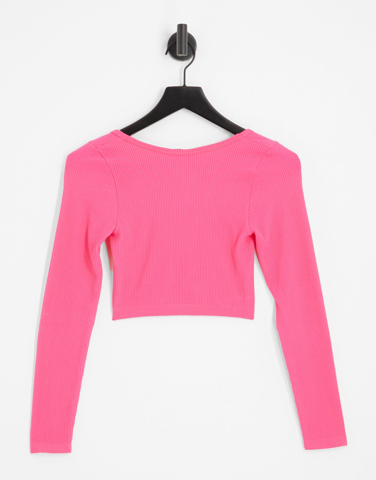 Stradivarius seamless ribbed scoop neck top in pink