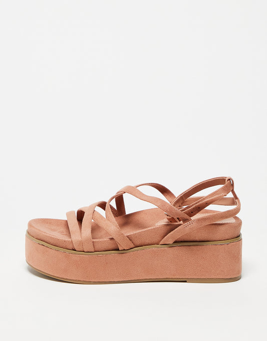 ASOS DESIGN Wide Fit Taurus strappy flatform sandals in beige