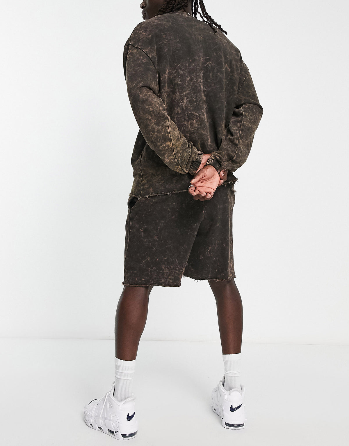 ASOS DESIGN Punk Mickey co-ord short with Disney prints in brown wash