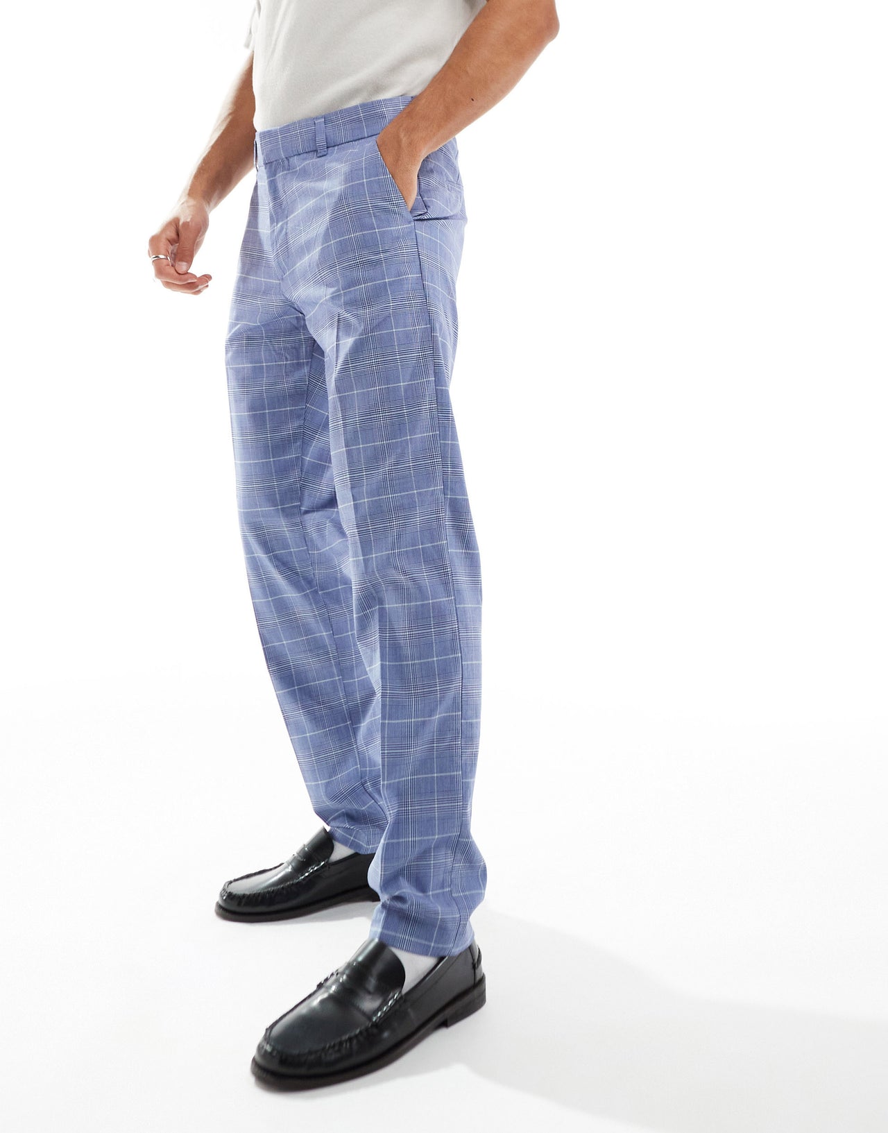 New Look skinny suit trouser in navy check